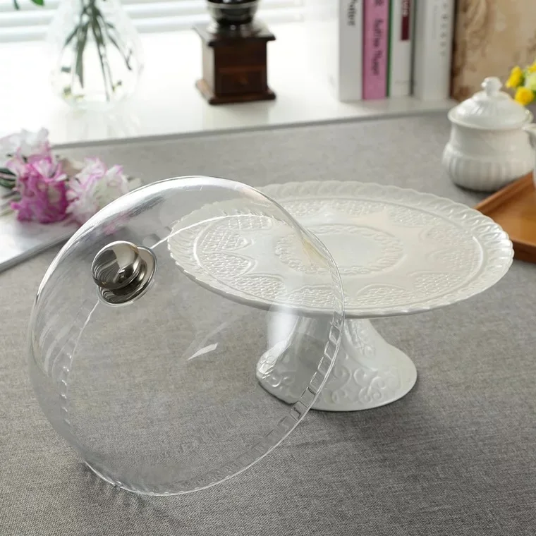 Wholesale Tall Glass Pedestal Cupcake Cake Stand For Wedding With Cloche Cover