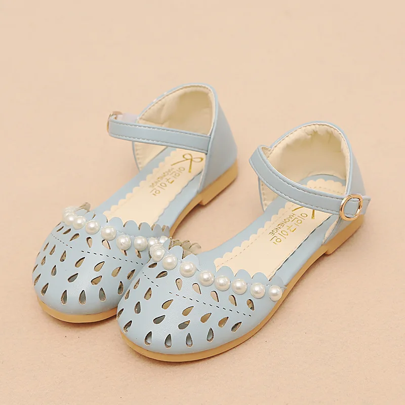 New design fashion style soft sole children pearl princess sandals
