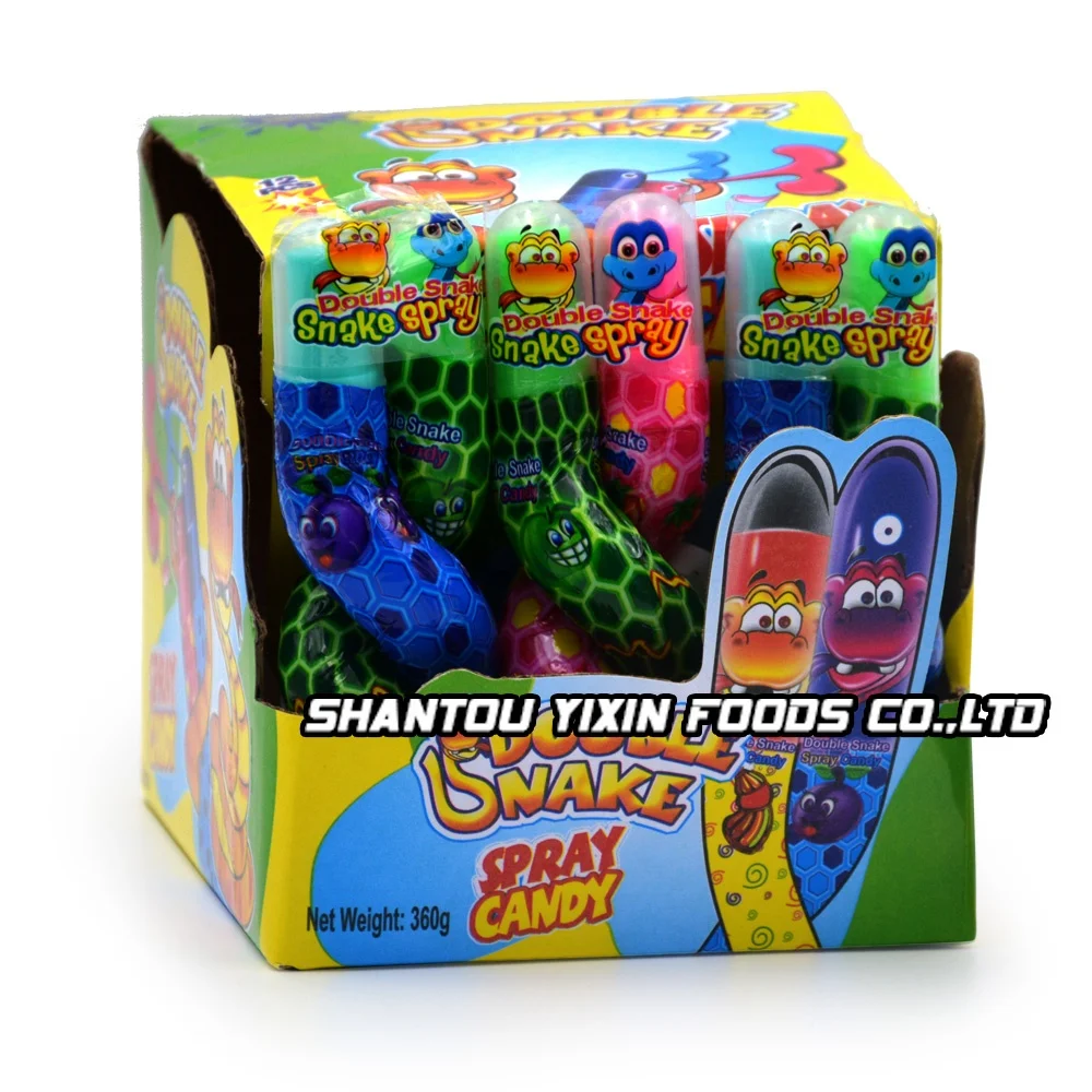 Fruit flavor sour double snake spray candy wholesale