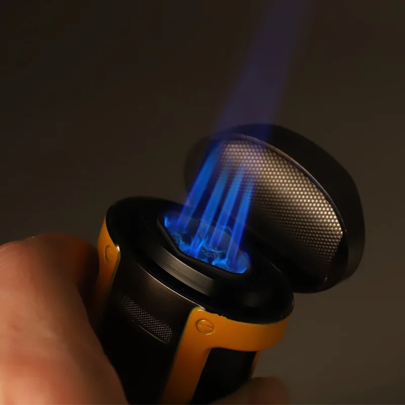 New model metal windproof lighter 4 torch jet gas lighter and ashtray