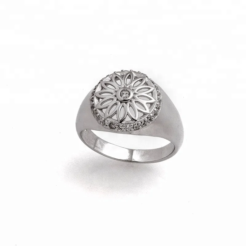 
Fashion jewelry silver hollow flower big rings 