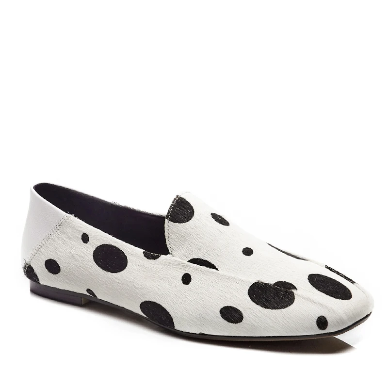 WETKISS Custom 2019 Horse Hair Driving Shoes Speckle Flat Loafers Slip On Women Flats Shoes Office Ladies Flat Loafers Shoes OEM
