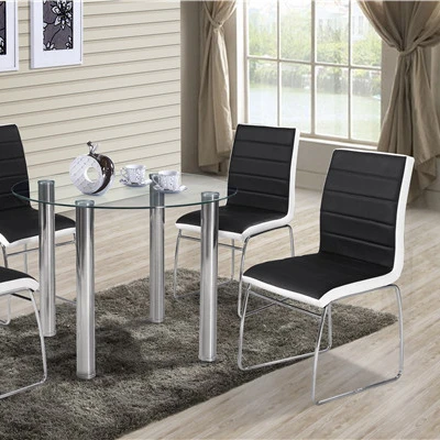 
Outdoor furniture glass dining table and pu chairs 4 seats garden sets rattan modern dining set 
