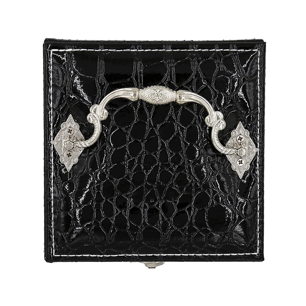 
Crocodile leather 3 layers jewelry box with mirror and hardware handle jewelry organizer 