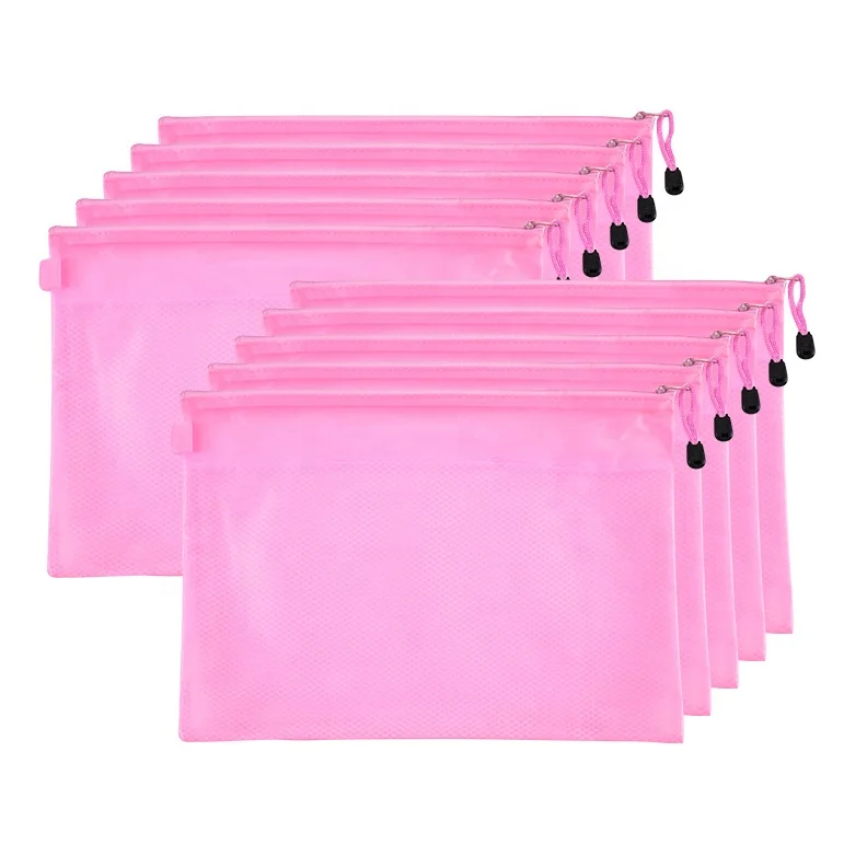 
Custom A5 zipper mesh PVC plastic organizer document holder bag 