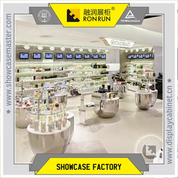 
Hot selling retail store interior and exterior display design showcase for cosmetics jewelry 