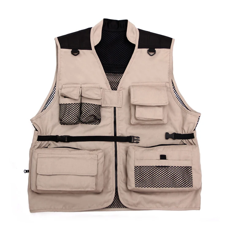 China supplier oem outdoor canvas hunting men vest waistcoat for men black durable work wear vest fishing vest