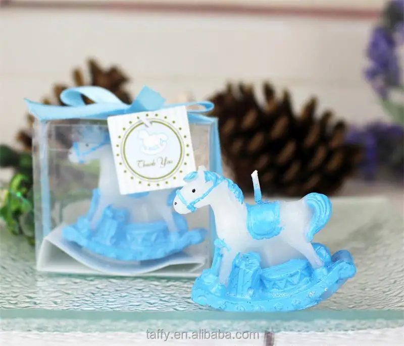 
pink blue kids birthday party guest souvenirs present return gift boy girl baby shower favor rocking horse candle 