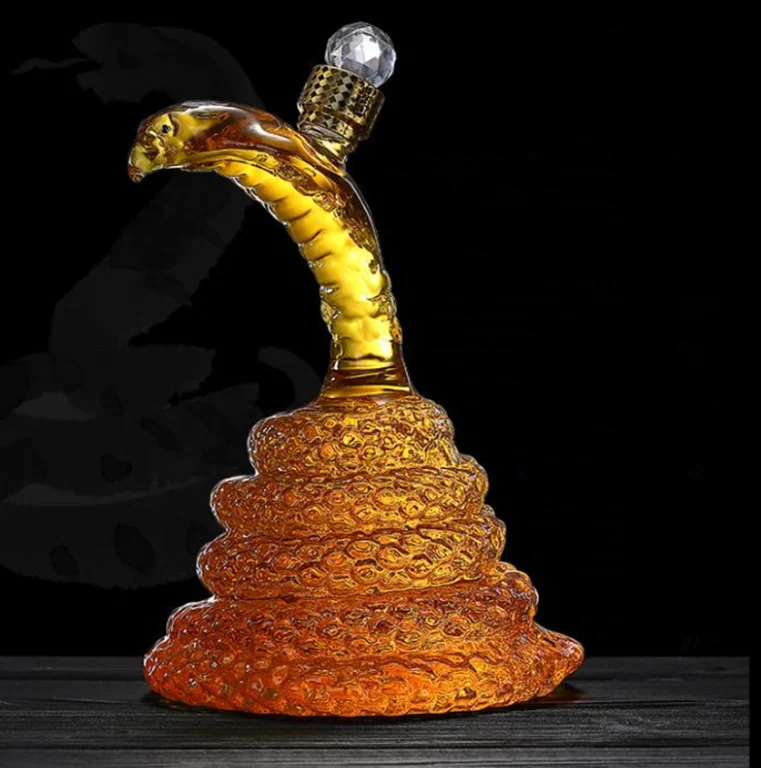 Unique Zodiac Animal Snake Shape Wine Glass Bottle For Bourbon Whiskey Tequila