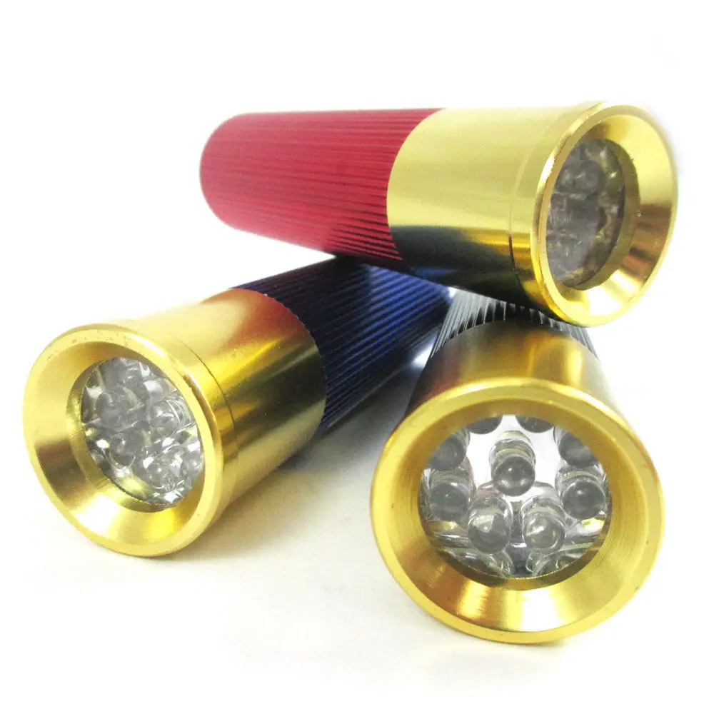 China Manufacturer 9 LED Shotgun Shell Bullet Tactical Battery Powerful Flashlight Metal Led Hand Torch Light