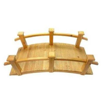 Wooden Garden Bridge Yellow Color Stained Decorative Solid Wood Garden Pond Arch Walkway