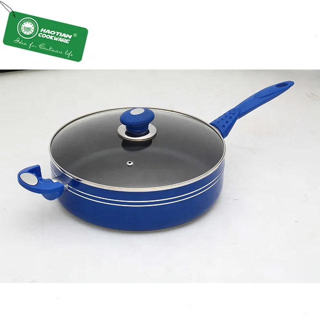Aluminium forged saute pan non-stick Deep Fry Pan with glass lid