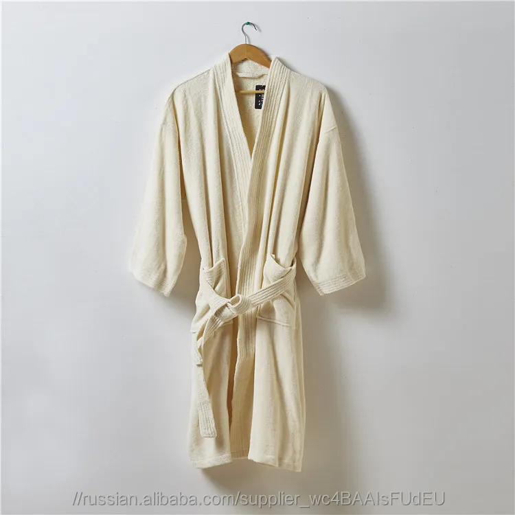 Отель бежевый кимоно воротник велюр, бархат банный Халат