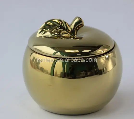 apple shape ceramic candy jar