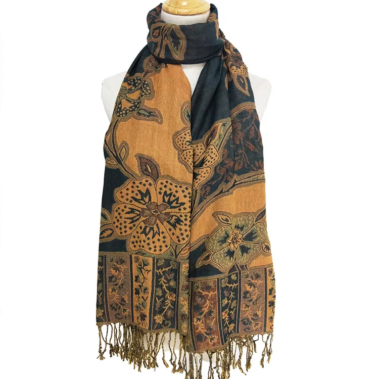 New pattern pashmina scarf women double face jacquard shawl wraps