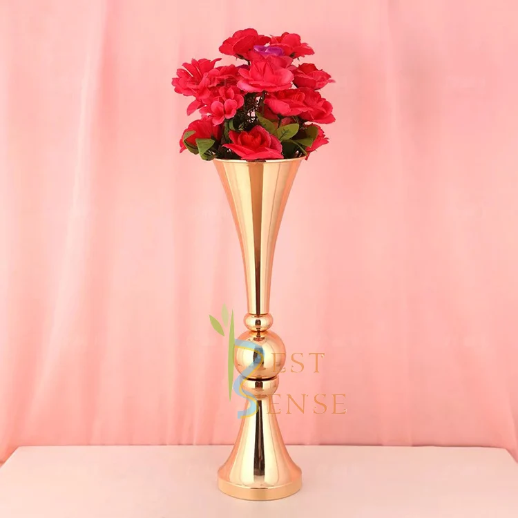 65 cm Wedding Trumpet Metal Gold Wedding Flower Vase / Centerpiece for wedding table
