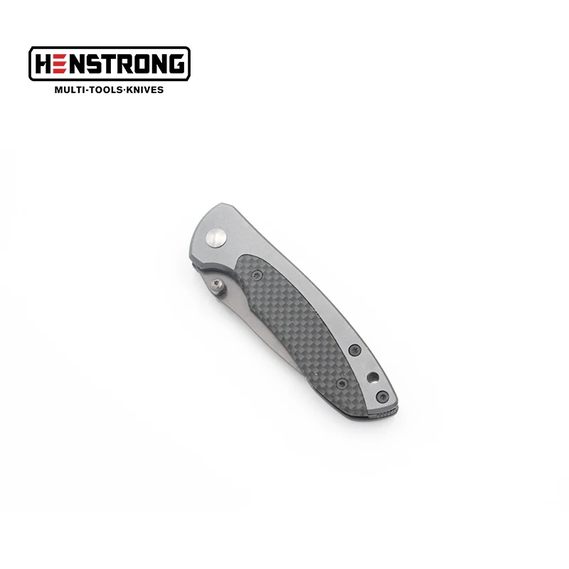 Titanium Pocket Knife with Carbon Fiber Drop Point Blade Stainless Steel EDC Foldable Camping Knife Customizable OEM Support