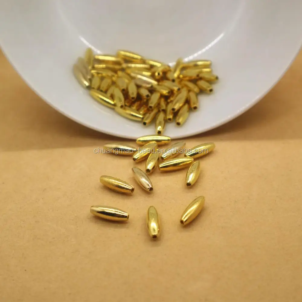 Hot sale ccb beads 4*12mm plastic rice golden beads for craft