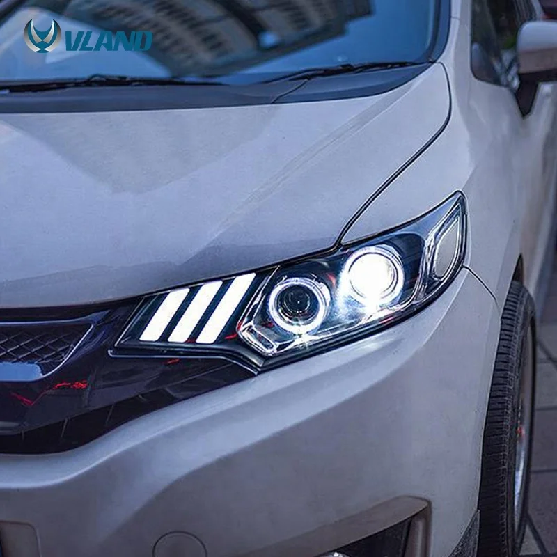 VLAND Manufacturing and Wholesale sequential headlamp 2014-up mustang look headlight For Honda jazz  fit