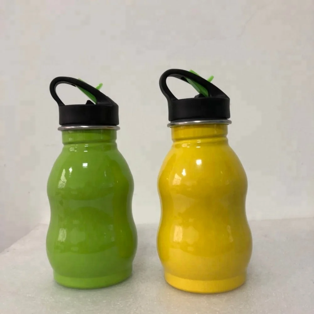 350ml stainless steel single wall gourd shape water bottle with lid