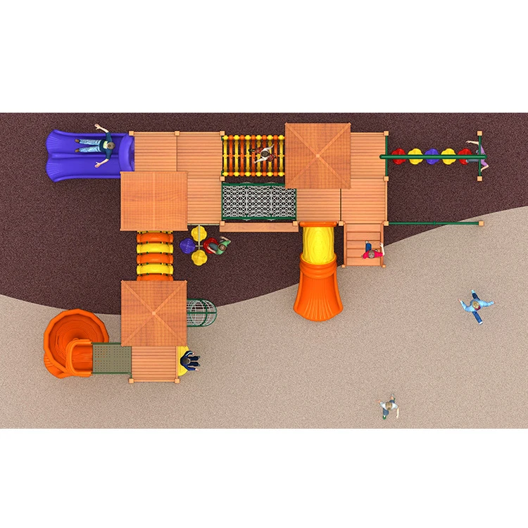 Professional production wooden playground outdoor multifunctional wooden small slide children playground equipment for sale