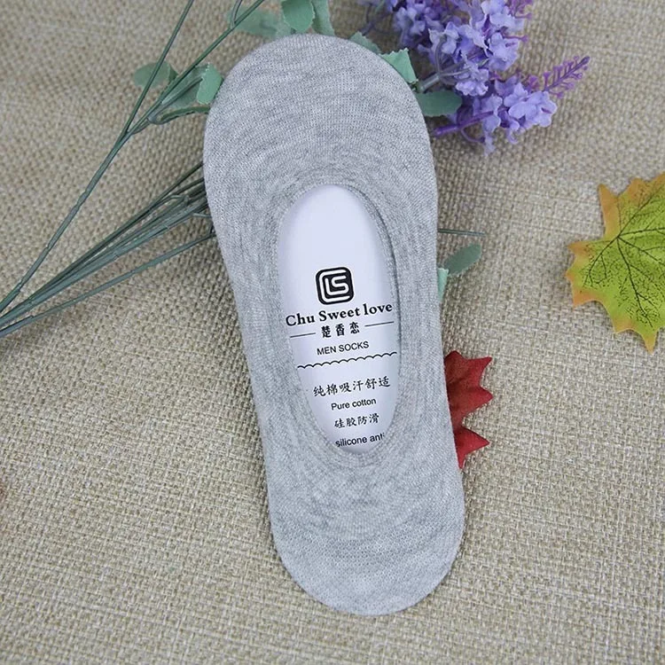 
Cheap Men Creathable Comfort Spring Summer Cotton Non-slip Invisible Boat Socks 