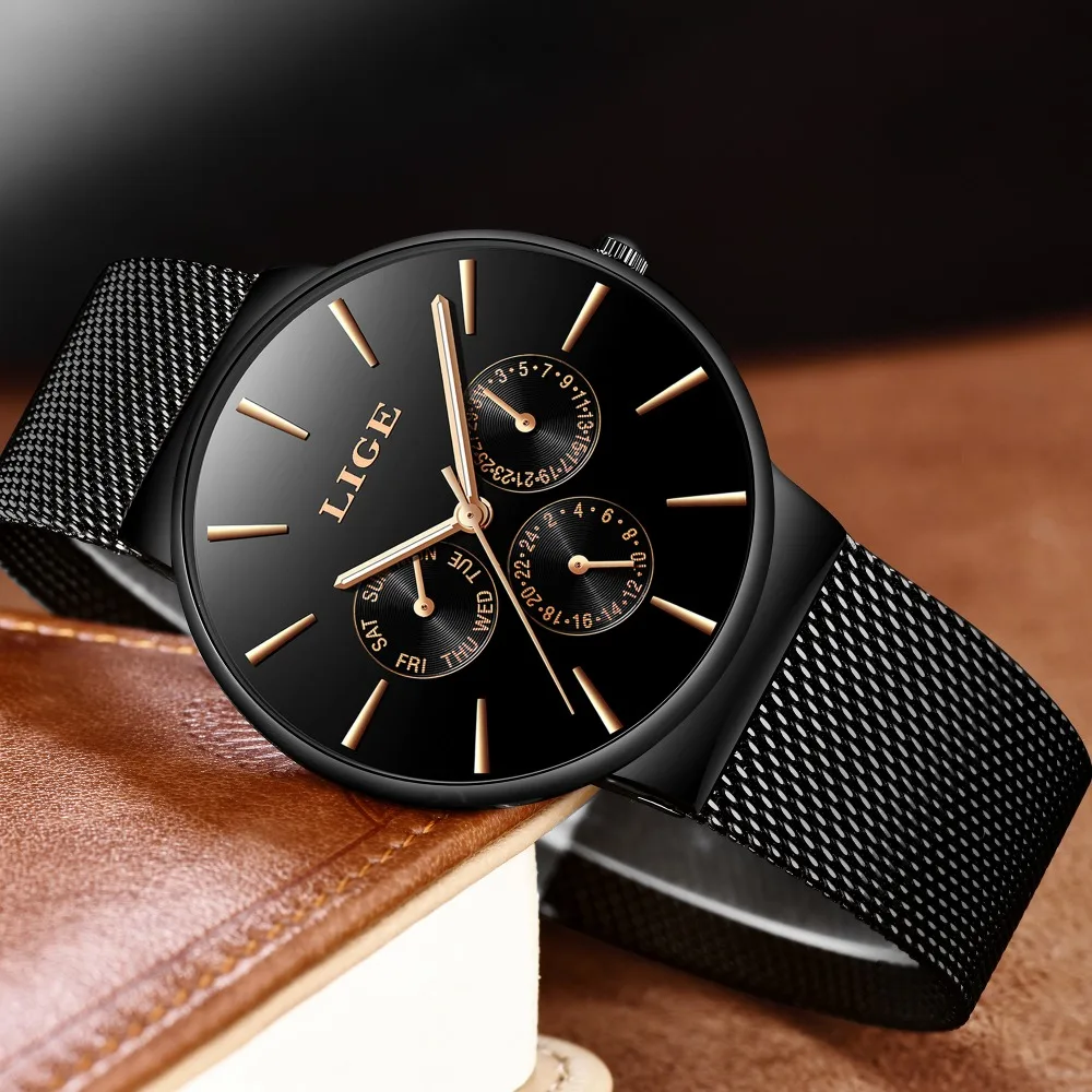 Fashion Simple Elegant Men Watches Luxury Business Mesh Belt Quartz Watch Men Clock Male Sports watch
