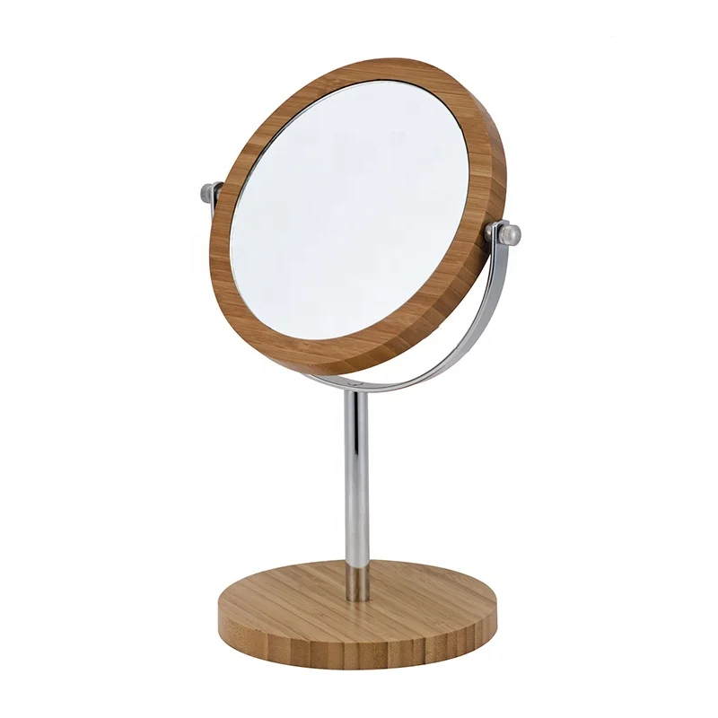 
Двухстороннее вращающееся зеркало для макияжа бамбуковое вращающееся круглое зеркало 