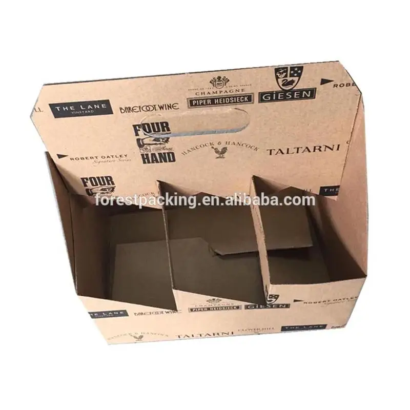 Логотип печать 6 упак. крафт-бумажные коробка с ручкой