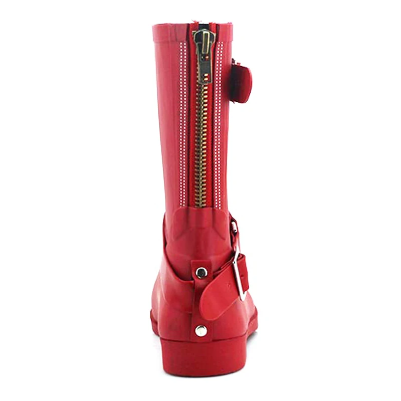 Customised designs Removable Waterproof red rubber boots with zipper