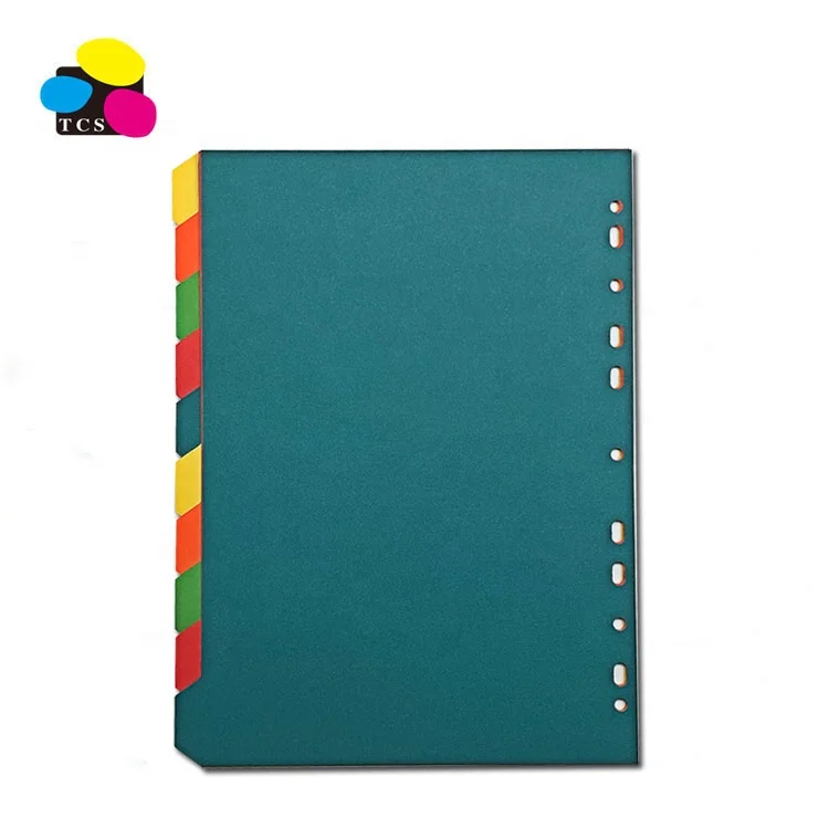High Quality Stationery A4 10 Tab 5 Color Assorted Index Paper Divider File Folder