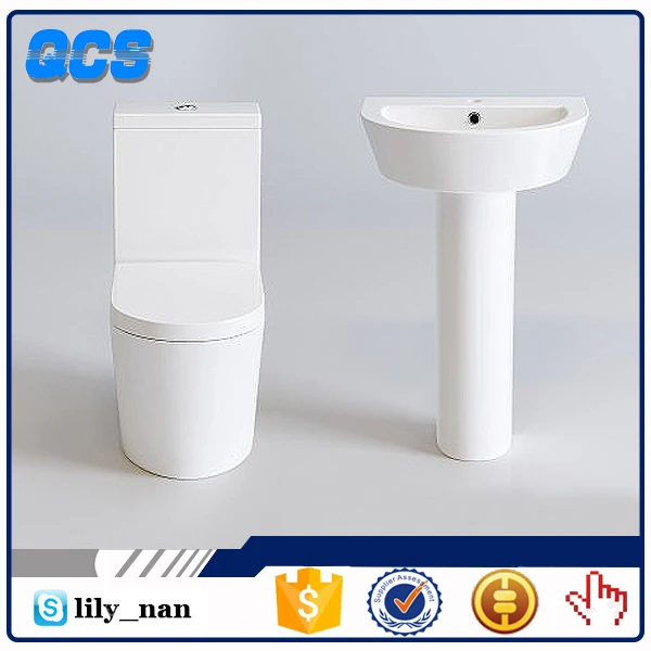 
Toilet and Pedestal Basin Suite Ceramic Bathroom Wash Down Contemporary JCBS-001 Jincheng 3 Years Floor Mounted CN;HEB Modern 