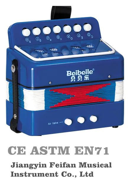 Children 7 key 2 bass concertina musical instrument accordion for sale