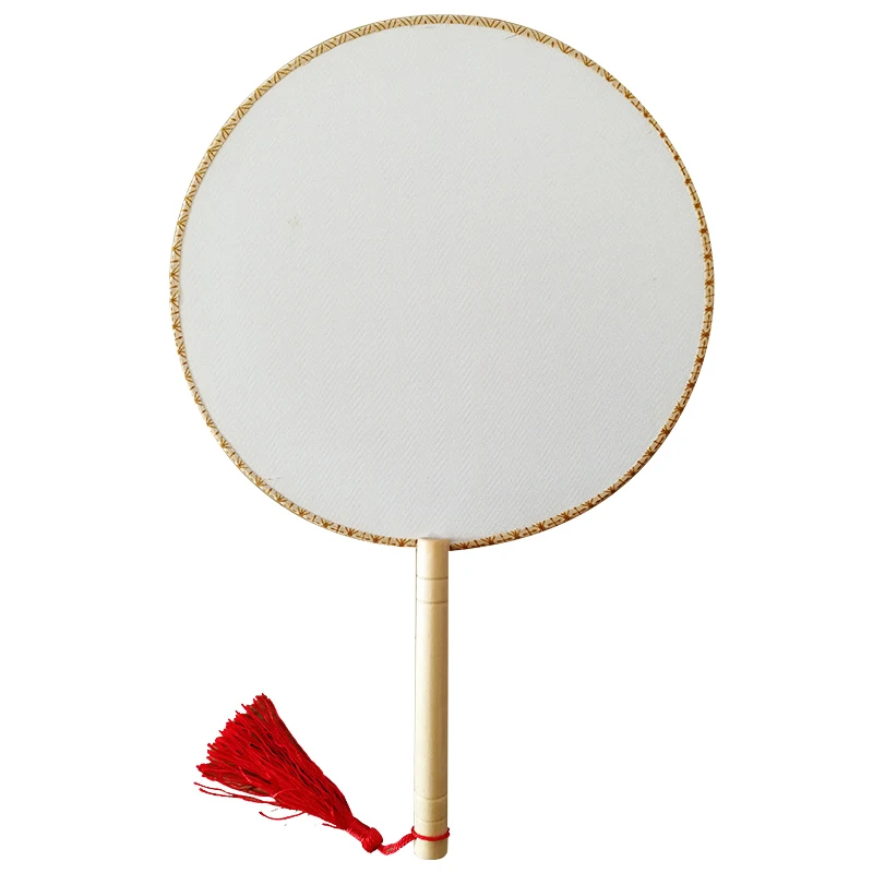 Chinese Thin Silk Wooden Handle Elegant Round Mandarin Hand Fan