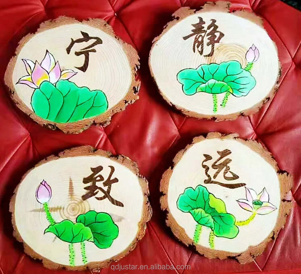 China hademade art crafts print on the wooden slices
