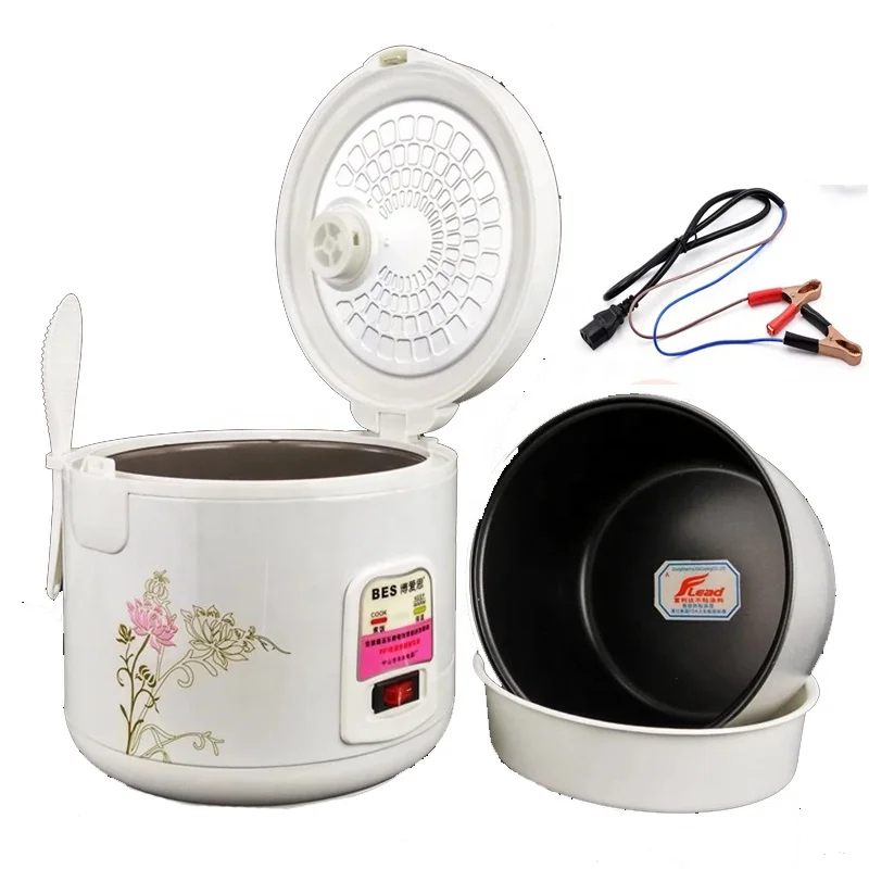 12V2L DC Rice Cooker with alligator clip use for car/battery powered/solar system