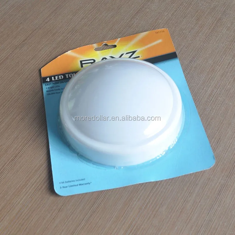 Cartoon image LED push click light round shape AA battery plastic touch light