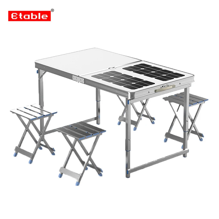 outdoor used height adjustable folding solar table