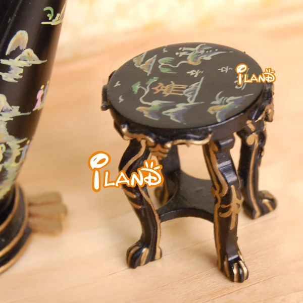 iland miniatures Dollhouse mini Musical Instrument Black Harp with stool JE0051