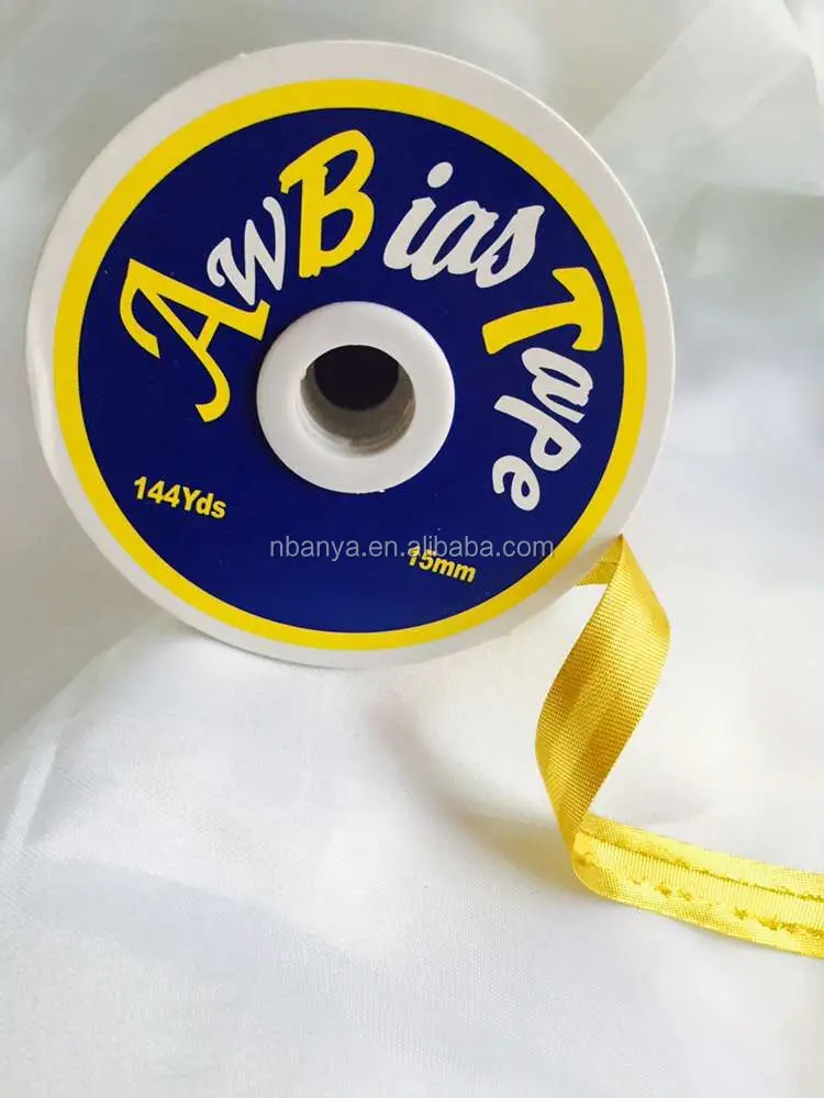 15mm144yds 100% polyester satin bias tape AW brand bias binding piping tape polyester tape
