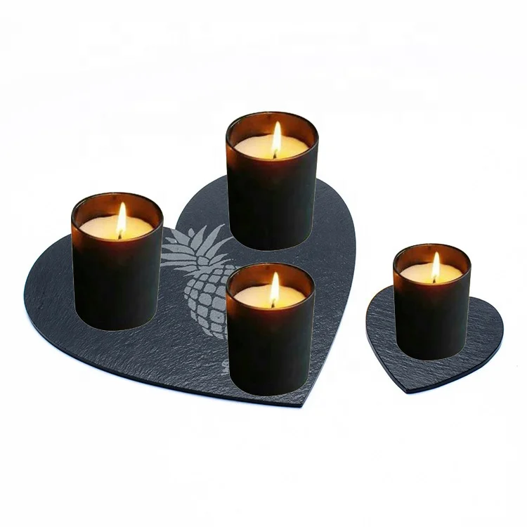 home decor flat bottom round glass tumbler for candles mini size set of 3 slate candle holders