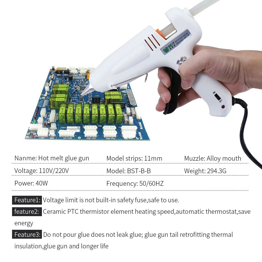 EU Use 7mm Glue Sticks Optional Base High Temp Heater Melt a Hot Glue Gun 20W 40W Repair Tool Heat Gun
