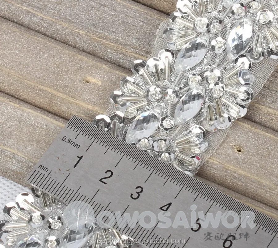 Factory Wholesale Lace Beaded Trim Handmade LO10020 with artificial Pearl Beads