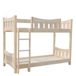 solid wood adults dormitory double bunk bed with desk