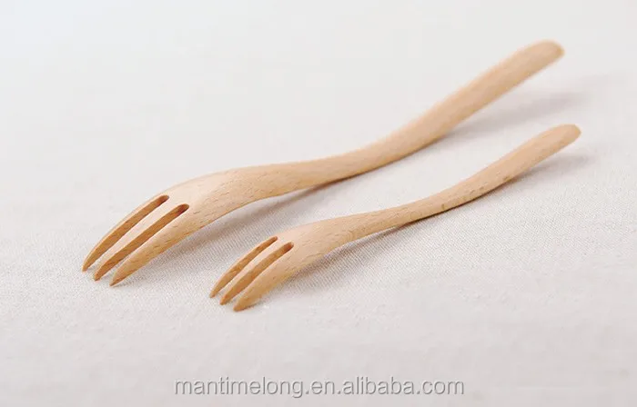 Wood Forks Natural wood cutlery Three teeth hairpin Spork Wooden Dessert Bread Cake Fork Fruit Fork