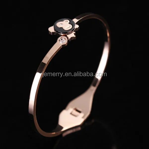 Turkish Jewelry Superstart Simple Design Molds Sikh Kara Bangle White Gold Plated Cuff Palm Bangle with Monkey Animal