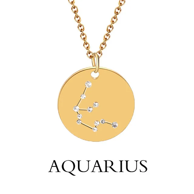 Hot Sale 2021 Fashion Jewelry 12 Zodiac Signs Necklace In Stock Sale High Quality Stainless Steel Pendant Necklace