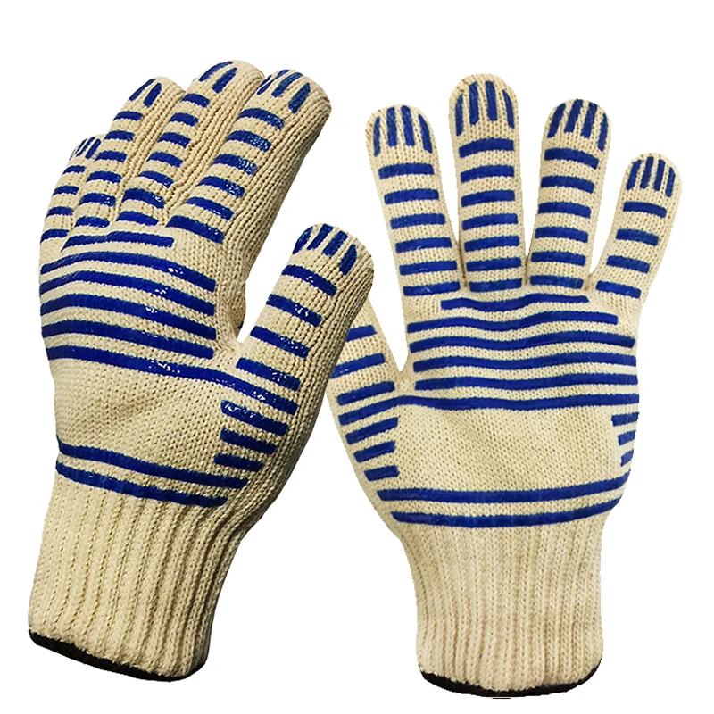 kitchen gloves heat resistant custom knit kitchen oven gloves with fingers and silicone dotted