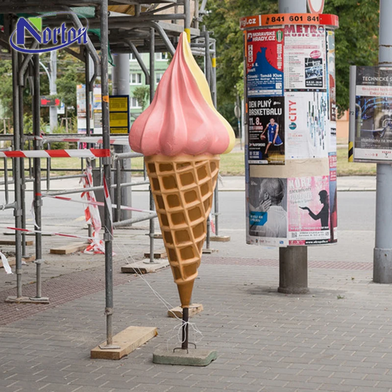 Indoor Decoration Fiberglass Sculpture Red Resin Ice Cream Sculpture for Sale NTRS-189LI