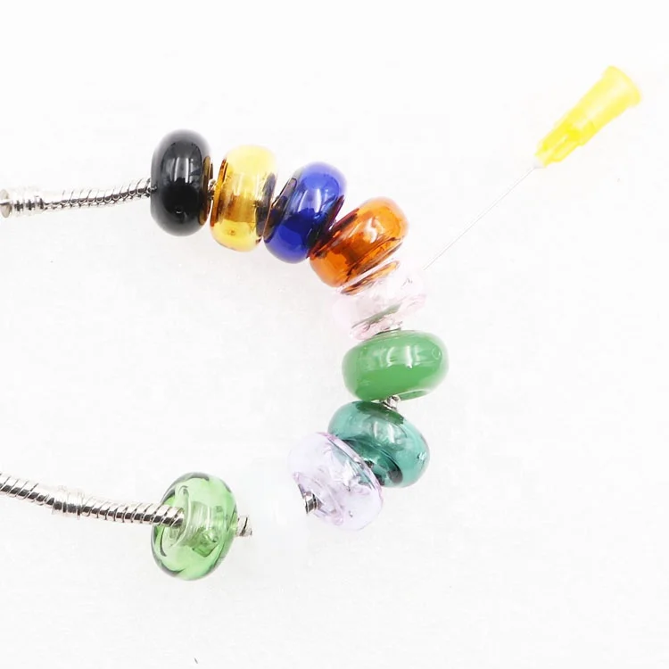 Blown Glass Hollow Big Hole Beads 10x14mm Rondelle Handmade Essential Oil Beads for 925 sterling silver Europe Charm Bracelet